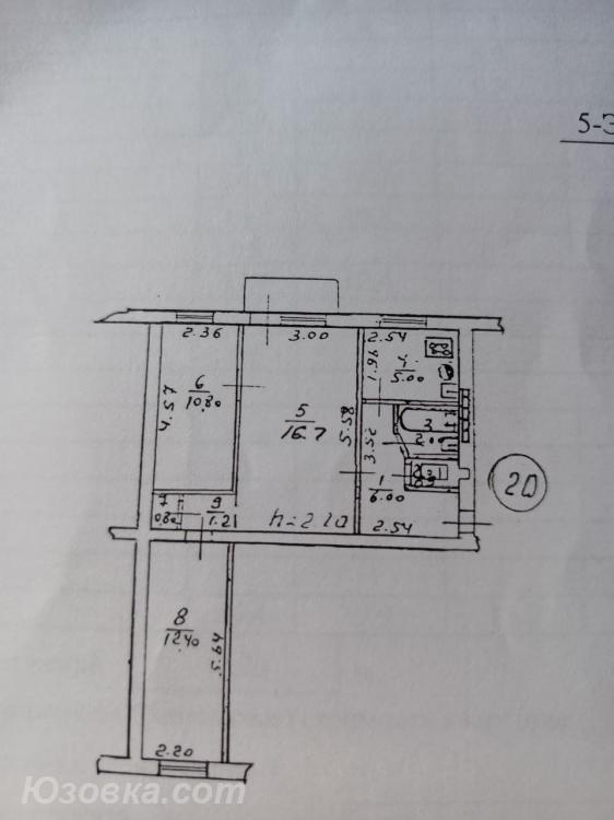 3-комн. квартира, 60 м², вторичка, 5/5 эт., ДОНЕЦК