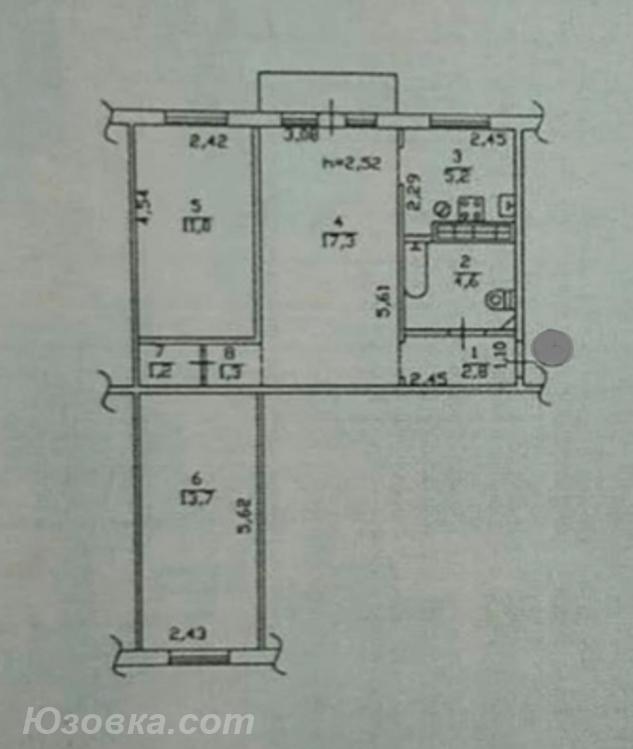 3-комн. квартира, 58 м², вторичка, 4/5 эт.
