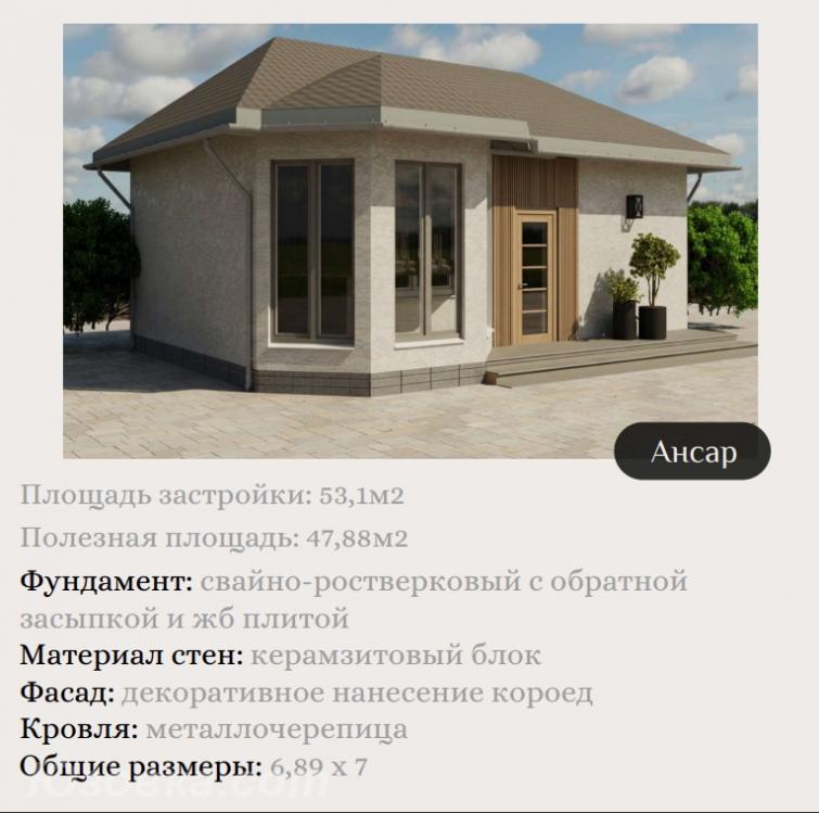 Дом , 53 м², на участке 2,0 сот.