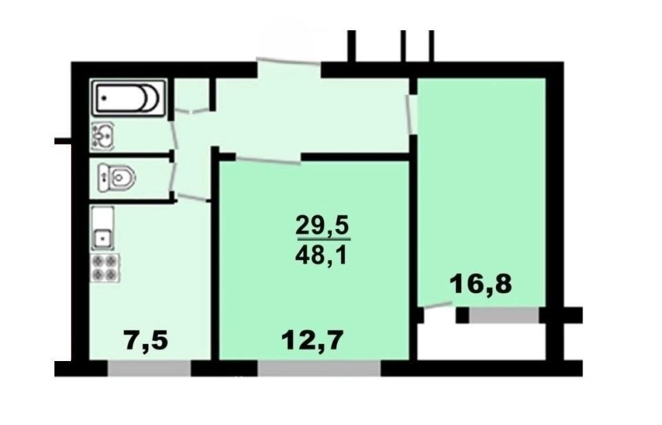 2-комн. квартира, 48 м², вторичка, 6/9 эт., ДОНЕЦК