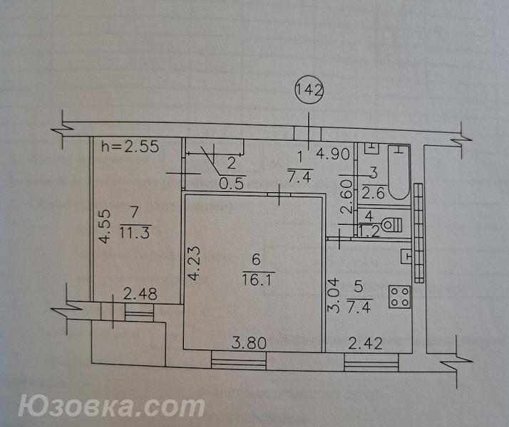 2-комн. квартира, 47 м², вторичка, 9/9 эт., ДОНЕЦК