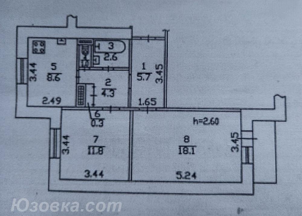 2-комн. квартира, 53 м², вторичка, 5/9 эт., ДОНЕЦК