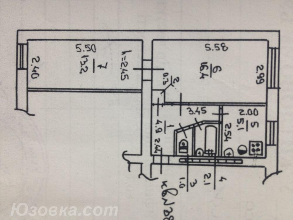 2-комн. квартира, 43 м², вторичка, 1/5 эт.