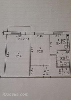 2-комн. квартира, 44 м², вторичка, 5/5 эт., ДОНЕЦК
