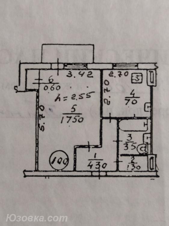 1-комн. квартира, 33 м², вторичка, 9/9 эт., ДОНЕЦК