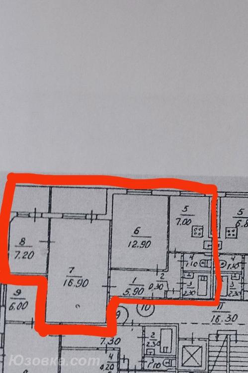 3-комн. квартира, 66 м², вторичка, 3/9 эт., ДОНЕЦК