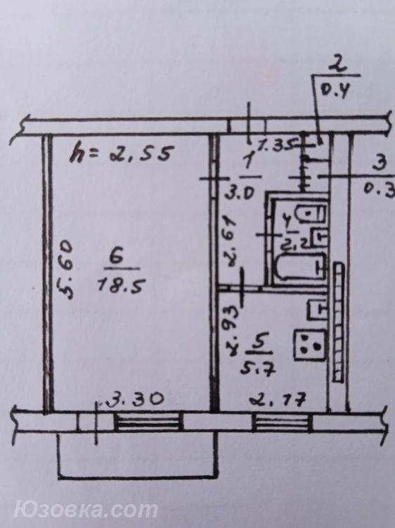 1-комн. квартира, 31 м², вторичка, 9/9 эт., ДОНЕЦК