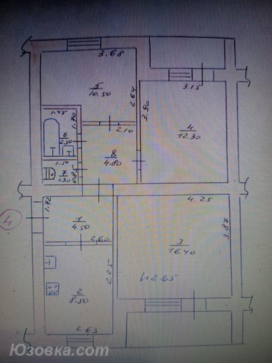 3-комн. квартира, 65 м², вторичка, 2/5 эт., Амвросиевка
