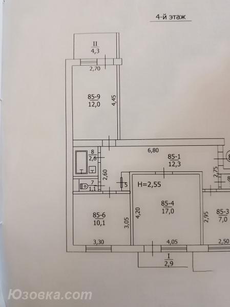 3-комн. квартира, 67 м², вторичка, 4/9 эт., Макеевка