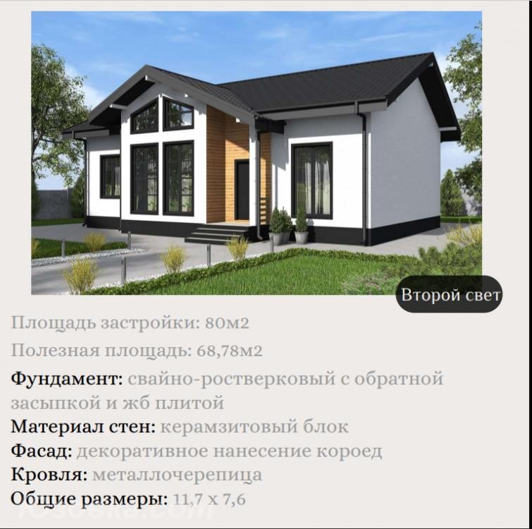 Дом , 80 м², на участке 2,0 сот.