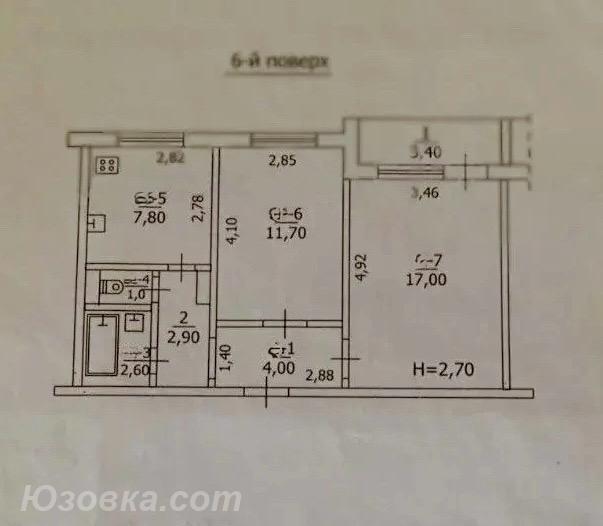 2-комн. квартира, 50 м², вторичка, 6/9 эт., Макеевка