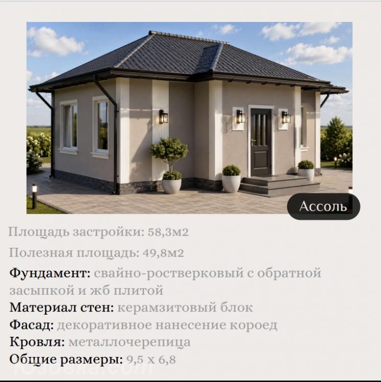 Дом , 58 м², на участке 2,0 сот.