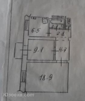 2-комн. квартира, 47 м², вторичка, 3/3 эт., ДОНЕЦК