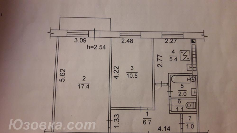 2-комн. квартира, 45 м², вторичка, 5/5 эт., ДОНЕЦК