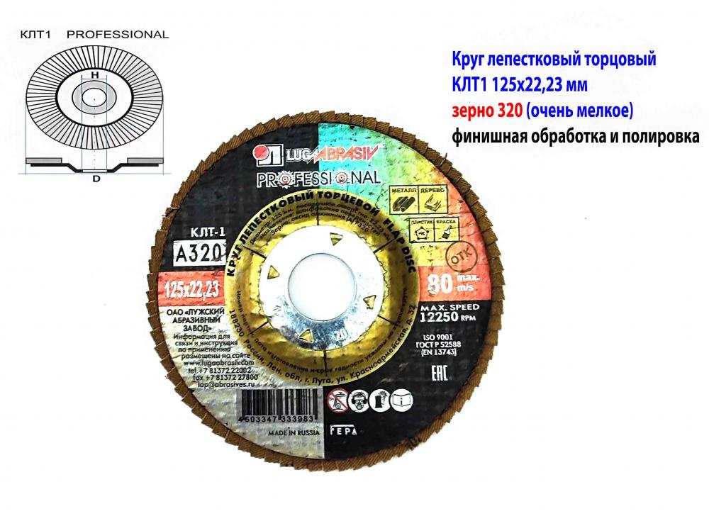 Круг лепестковый торцовый КЛТ1 125х22, Professional, зерно ..., ДОНЕЦК