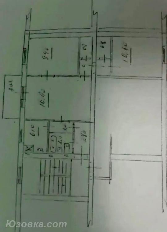 3-комн. квартира, 60 м², вторичка, 2/3 эт., Макеевка