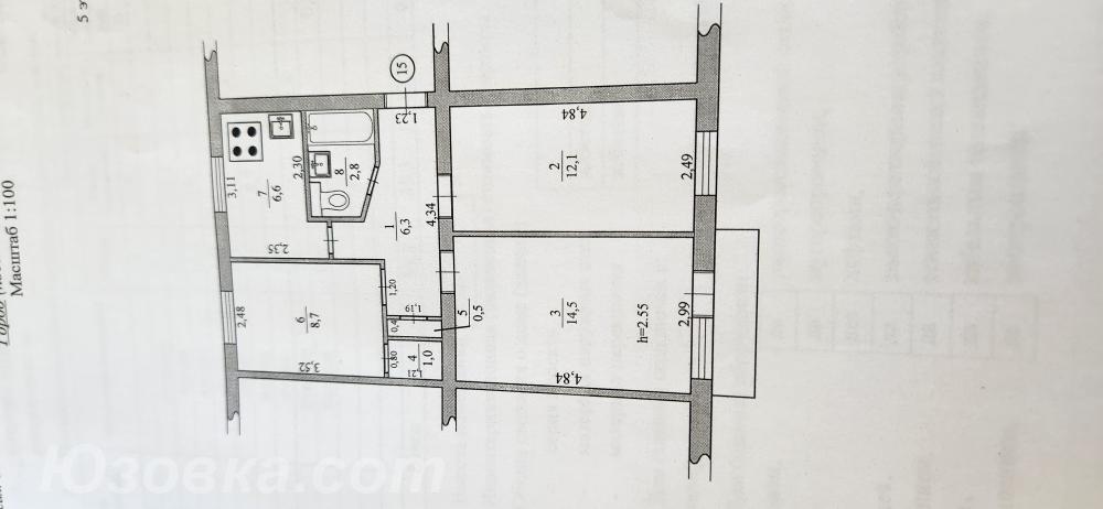 2-комн. квартира, 53 м², вторичка, 5/5 эт., Торез