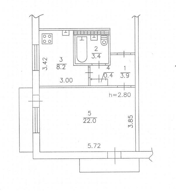 1-комн. квартира, 40 м², вторичка, 6/9 эт., ДОНЕЦК