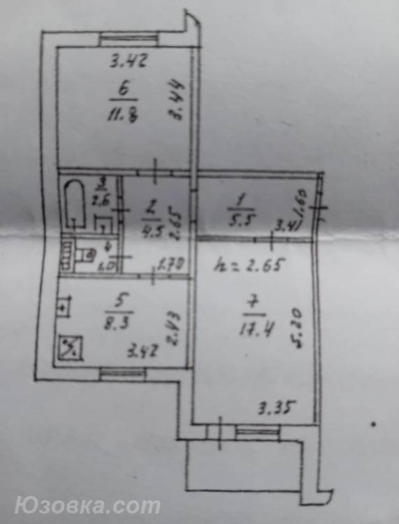 2-комн. квартира, 52 м², вторичка, 3/9 эт., ДОНЕЦК