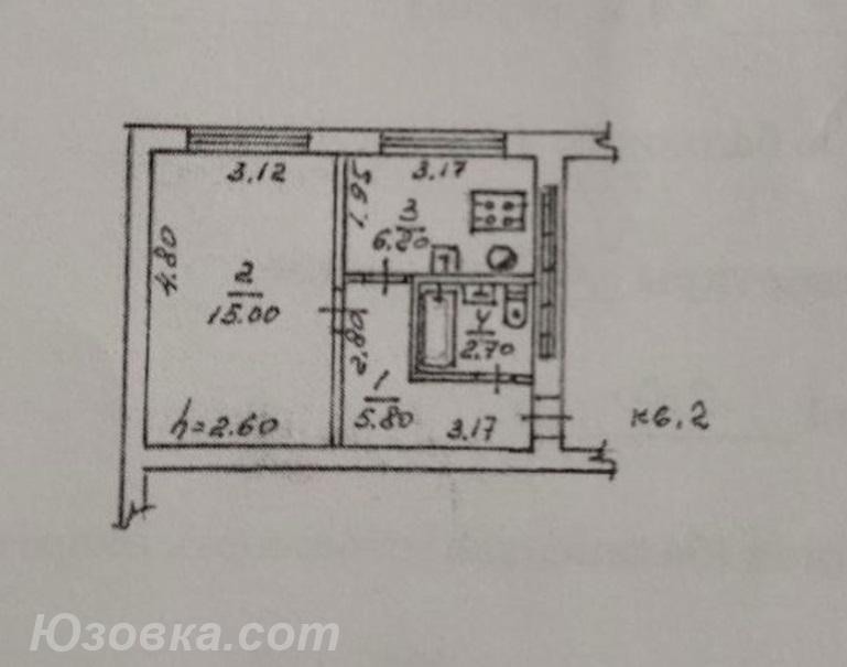 1-комн. квартира, 35 м², вторичка, 1/5 эт., ДОНЕЦК