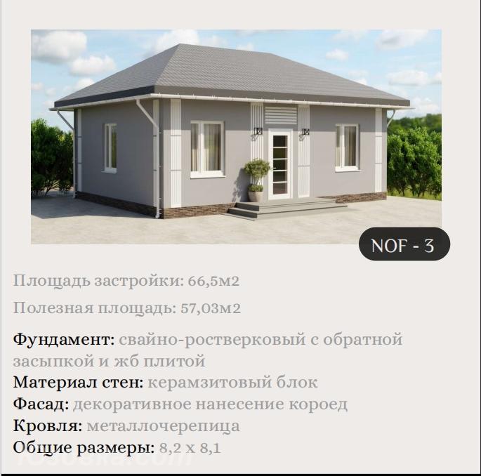Дом , 66 м², на участке 2,0 сот.