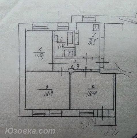 3-комн. квартира, 70 м², вторичка, 2/4 эт., ДОНЕЦК