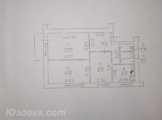 3-комн. квартира, 47 м², вторичка, 4/5 эт.