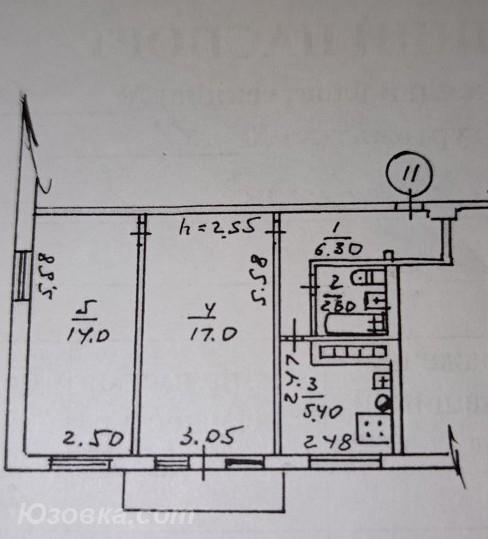 2-комн. квартира, 46 м², вторичка, 3/5 эт., ДОНЕЦК