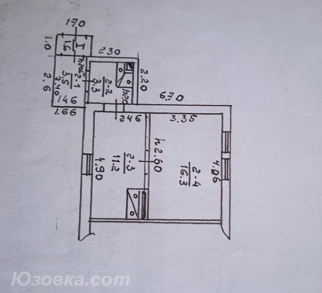 1-комн. квартира, 30 м², вторичка, 1/1 эт., ДОНЕЦК