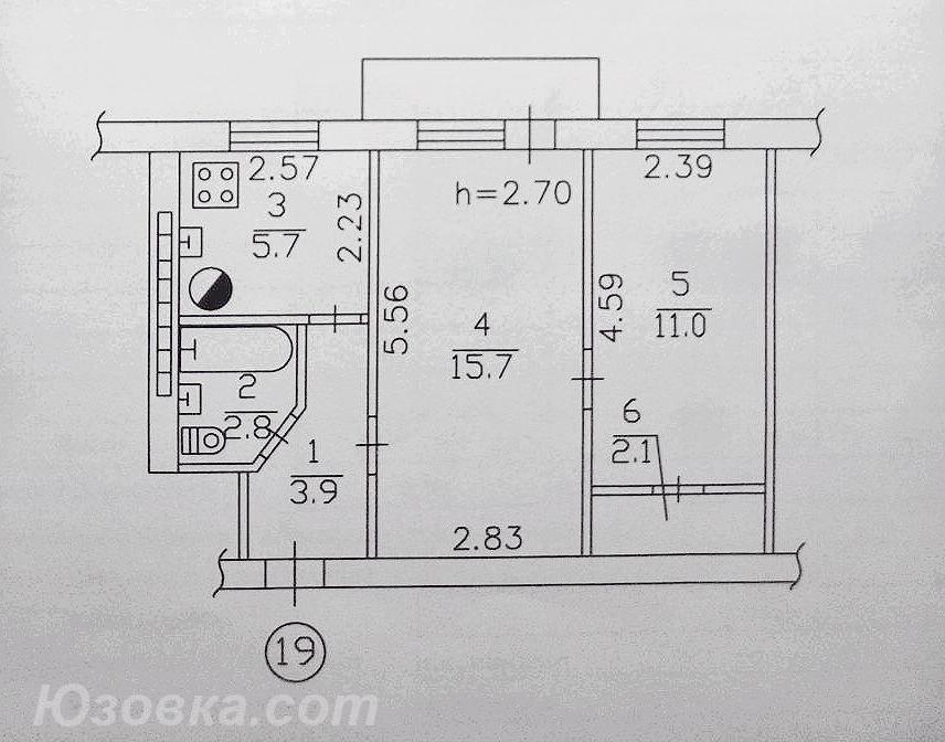 2-комн. квартира, 42 м², вторичка, 5/5 эт., ДОНЕЦК