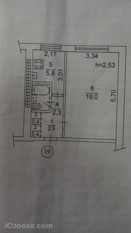 1-комн. квартира, 30 м², вторичка, 1/9 эт., ДОНЕЦК