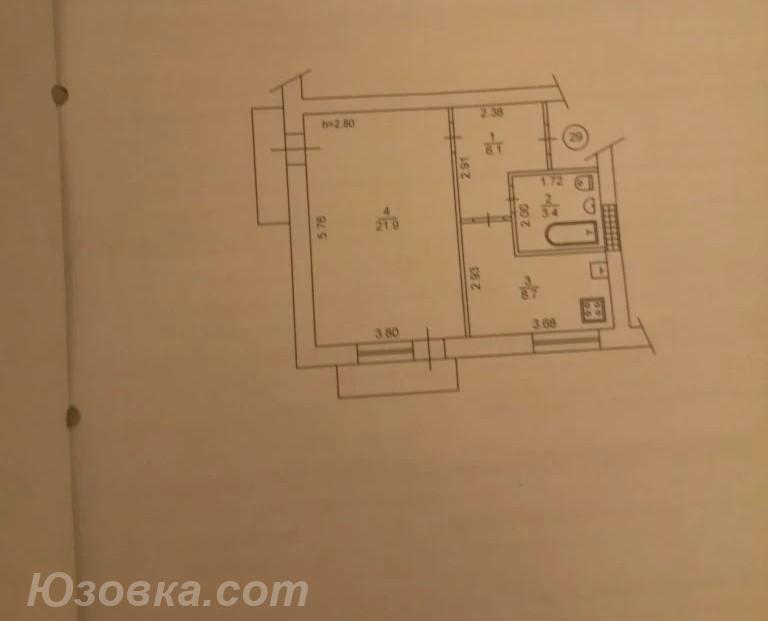 1-комн. квартира, 40 м², вторичка, 8/10 эт., ДОНЕЦК