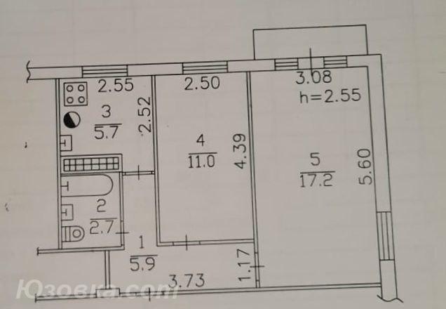 2-комн. квартира, 43 м², вторичка, 5/5 эт., ДОНЕЦК