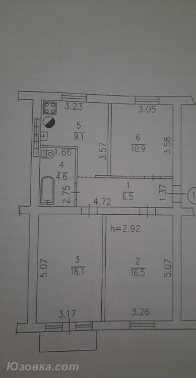 3-комн. квартира, 70 м², вторичка, 3/3 эт., ДОНЕЦК