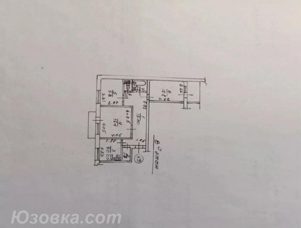 3-комн. квартира, 67 м², вторичка, 8/9 эт., ДОНЕЦК