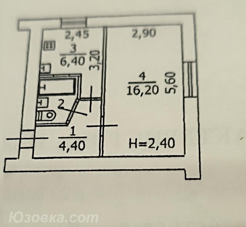 1-комн. квартира, 30 м², вторичка, 1/4 эт., Макеевка